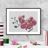 orchid watercolor flowers, floral wall art, printable wall art