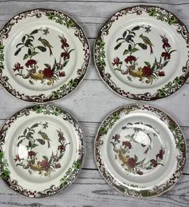 OLD MARK Copeland Spode carnation 2 dinner plates 2 smaller ones birds flowers