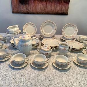Vintage Chodziez Coffee Tea Set Made in Poland Porcelain - Circa 1964 - Pink roses