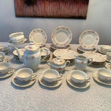 Vintage Chodziez Coffee Tea Set Made in Poland Porcelain - Circa 1964 - Pink roses