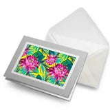 Greetings Card (Grey) - Tropical Pink Lily Plant Flower  #14722