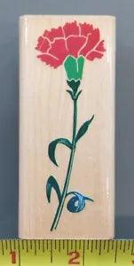 CARNATION Wood/Rubber Stamp flower stem garden plant Z-224-E Posh Impressions