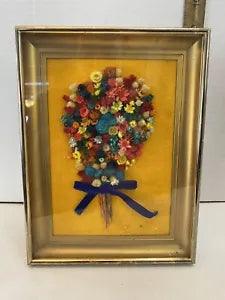 Vintage Handmade Hand Dried Flowers Bouquet Arrangement Beautiful Colors