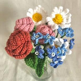 Flowers crocheted bouquet individual rose lavender