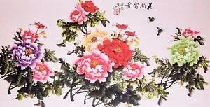 100% ORIENTAL ASIAN FINE ART CHINESE WATERCOLOR PAINTING-Peony flowers&Butterfly