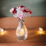 Rose Glass Flower Bouquet with Vase