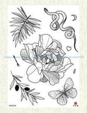 snake peony flower large 8.25" temporary tattoo face decor sticker