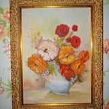Original Oil Painting Oil Painting Ranunculus Bouquet Blossoms Country Cottage