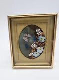 Vintage Dried Flowers & Butterfly Wall Art Under Glass 5" X 6" Gold Metal Frame