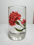 JANUARY BROCKWAY Flower of the Month Glass Tumbler CARNATION Mid Century
