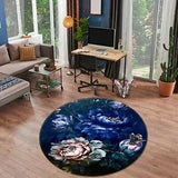 3D Blue Peony Flower G9 Non Slip Rug Mat Round Photo Carpet Skromova Marina Erin