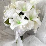 Bridal Bouquet | Silk Wedding Bouquet | Real touch lilies | rose bridal bouquet | Silk Organza Bouquet | Artificial Bouquet |  | Boutonniere
