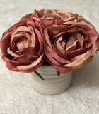 NWOT Artificial Silk Rose Flower Arrangement With Ceramic Vase