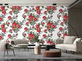 3D Idyllic Red Peony Flower Self-adhesive Removable Wallpaper Murals Wall 316