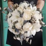 Wood Lily Bouquet, Dusty Blue and White Bouquet
