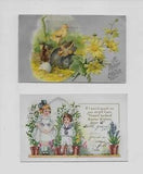 2 Vintage EASTER Postcards**    *CHICKS & DAISIES *      *CHILDREN & LILIES*