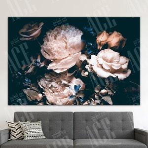 Peony Bouquet Print, Peony Canvas, Floral canvas