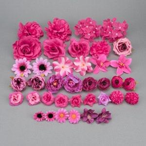 38Pc Rose red Artificial Flower Combo Set/4-12cm Rose Peony Flower Head Bulk Fake flower for Handmade DIY Wedding Home Decoration Accessorie