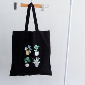 House Plants Tote Bag, Canvas Tote Bag, Graphic Tote Bag, Shoulder Tote Bag. Botanical, Plants