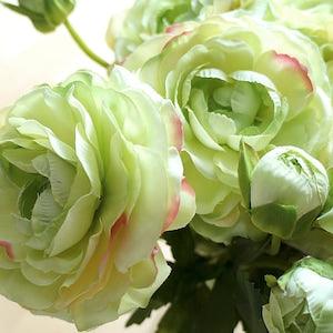 3 - 12 Stems Apple Green, Yellow and Hot Pink Ranunculus (FB0055-02S) | silk flower ¡§C bedroom decor ¡§C green wedding bouquet ¡§C home decor
