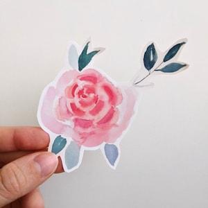 Rose Stickers, Watercolor Rose Vinyl Sticker, Beautiful Flowers, For Laptops, Planners and Water Bottles