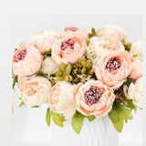 Large Head Peonies | Floral Bouquet Artificial Flower | Wedding/Home Decoration Gifts | D??cor | Floral, 20'' Soft Blooming 13 Stem Champagne