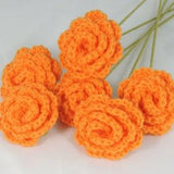 Crochet Roses Flower Bouquet of 6 Orange Roses