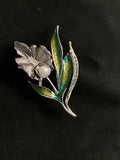 Napier Enamel Faux Pearl Purple Calla Lily Flower Floral Brooch Pin Signed EUC