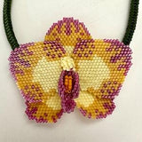 Beaded Yellow Orchid Necklace
