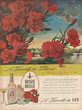1945 Dixie Belle Gin Favorite Flowers Carnation State Ohio Vintage Print Ad L29