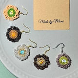 Bead Flower Earrings Drop Dangle Earring Gift for Friends Handmade Flower Jewelry for mom Gift Japanese artist Handcraft Earring Czech beads
