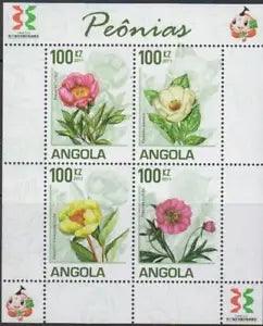 FL054  - ANGOLA  2011 FLOWER STAMP PEONIES FLORA  BLOCK MNH