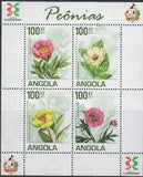 FL054  - ANGOLA  2011 FLOWER STAMP PEONIES FLORA  BLOCK MNH