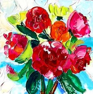 ORIGINAL Oil Painting Flower ORIGINAL Art Still Life Peonies Textured Floral 3D