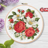 Flowers Cross Stitch Patterns, Bouquet Cross Stitch Patterns, Roses Cross Stitch Pattern, Lilies Cross Stitch Pattern #fl.029