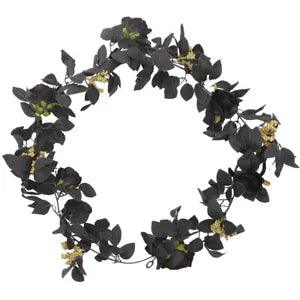 Black Rose Vine Artificial Flowers Dried Hanging Wreath Ivy Plants Garland Faux