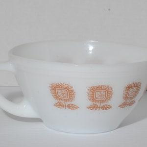 FEDERAL GLASS Federal Glassware Batter bowl Sunflower Brown Flowers Bowl Milk glass Vintage Made in USA