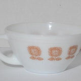 FEDERAL GLASS Federal Glassware Batter bowl Sunflower Brown Flowers Bowl Milk glass Vintage Made in USA