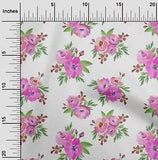 oneOone Cotton Poplin Fabric Watercolor Leaves & Peony Floral Fabric-VoK