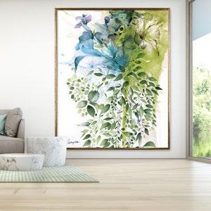 Green Abstract Art, Large Wall Art Abstract, Dining Room Wall Art, Large Green Abstract Painting, Art Green Canvas Wall Art, Botanical Art
