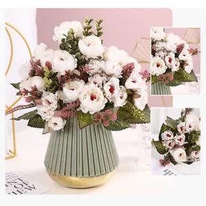Artificial Flowers Silk Peony Bouquet Fake Rose Wedding Garden  Home Party Decor
