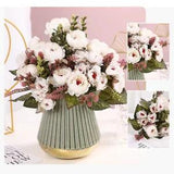 Artificial Flowers Silk Peony Bouquet Fake Rose Wedding Garden  Home Party Decor