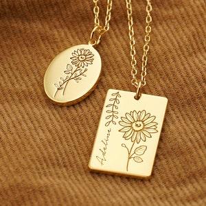 Personalized Sunflower Necklace | Sunflower Charm | Custom Flower Necklace | Delicate Necklace | Minimalist Necklace for Her | Gift for Mom