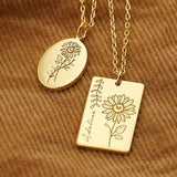 Personalized Sunflower Necklace | Sunflower Charm | Custom Flower Necklace | Delicate Necklace | Minimalist Necklace for Her | Gift for Mom