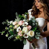 Spring bouquet, Blush pink bridal bouquet, White peony bouquet, Anemone bridal bouquet, Boho wedding, Silk wedding flowers