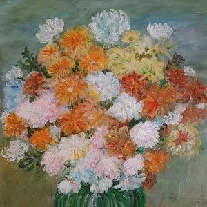 Vintage Inspired Peony Bouquet: Acrylic Painting with Whimsical Charm, Original Acrylic Painting, Acrylic Flowers, Acrylic Peony Art Gift
