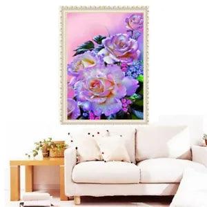 5D DIY Decorative Cross Stitch Peony Flower Rhinestone Round Diamond Painting
