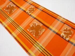 6538184: JAPANESE KIMONO / VINTAGE NAGOYA OBI / WOVEN PEONY & UME BLOSSOM
