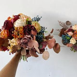 Burnt Orange, Burgundy, Ivory Wedding Bouquet, Bridal Bouquet, Bridesmaid Bouquet, Wedding Customized Bouquet, Fall Bouquet, Rose Bouquet