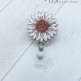 Rose Gold Sunflower Badge Reel, Cute Nurse Badge Reel, Doctor Gift Women, Graduation Gifts for Her, Summer Badge Reel, Teacher Gifts Lanyard